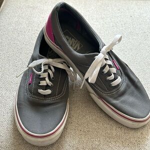 Women’s Vans sneakers gray and bright pink.  Lightly used.